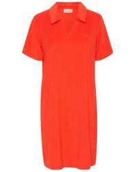 Cream - Rotes Polo-Kleid Mit Kurzen Ärmeln - Lyst