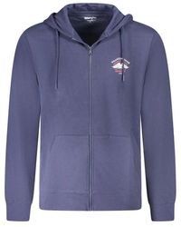 Wrangler - Hoodies & Sweatvesten ,Blauw ,Katoen Blauwe Grafische Zip Hoodie Sweater - Lyst