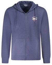 Wrangler - Hoodies & Sweatvesten ,Blauw ,Katoen Blauwe Grafische Zip Hoodie Sweater - Lyst