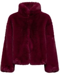Silvian Heach - Jassen ,Rood ,Polyester Faux Fur Shearling Jassen - Lyst