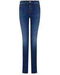 Emporio Armani - Jeans a vita alta gamba skinny in denim - Lyst