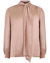 Alberta Ferretti - Satijnen Blouse Met Strik - Lyst