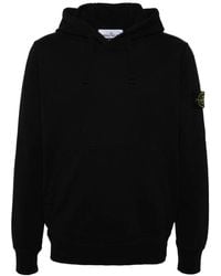 Stone Island - Schwarzer kapuzenpullover aus baumwolljersey - Lyst