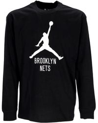 Nike - Fitness ,Zwart ,Katoen Brooklyn Nets Long Sleeve Tee - Lyst