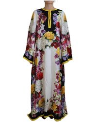 Dolce & Gabbana - Ortensia seiden lange kaftan kleid - Lyst