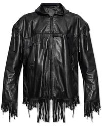 Balenciaga - Jassen ,Zwart ,Katoen Leren Jas Met Capuchon - Lyst