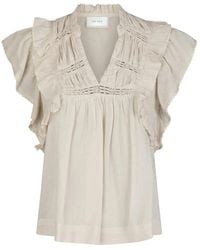 Neo Noir - Feminine Voile Blouse Met Ruches - Lyst