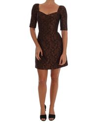 Dolce & Gabbana Floral Brocade A-line Dress - Bruin