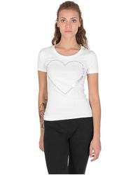 Love Moschino - Weiße Crew Neck T-Shirt Mit Einzigartigem Design - Lyst