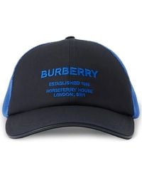 Burberry - Accessoires ,Blauw ,Katoen Logo Baseballpet Met Mesh Design - Lyst