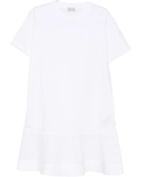 Moncler - Kleedjes ,Wit ,Mini-Jurk Met Ruches - Lyst