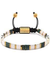 Nialaya - Bracelet with white, patina green and gold miyuki tila beads - Lyst