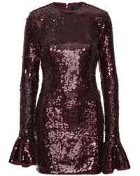 ROTATE BIRGER CHRISTENSEN - Kleedjes ,Bruin ,Polyester Sequins Ls Mini Dress - Lyst