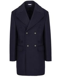 Manuel Ritz - Jassen ,Blauw ,Flap Pocket Double-Breasted Coat - Lyst