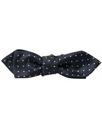 Dolce & Gabbana - Accessoires ,Blauw ,Blauwe Polka Dot Zijden Strikdas - Lyst