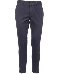 Incotex - Broeken ,Blauw ,Katoen Slim Katoenen Broek Met Zakken - Lyst