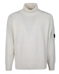 C.P. Company - Truien & Vesten ,Wit ,Wol Lamswol Grs Turtleneck Trui - Lyst