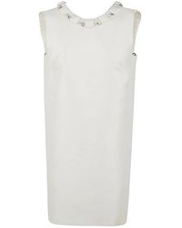 Versace - Abito da cocktail in misto seta bianca ricamato - Lyst