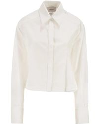 Sportmax - Overhemden ,Wit ,Katoen Spxcerto Cropped Poplin Shirt - Lyst