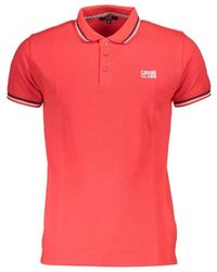 Roberto Cavalli - Tops ,Rood ,Katoen Rode Katoenen Poloshirt Met Uniek Print - Lyst