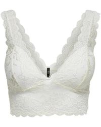 ONLY - Tops ,Wit ,Polyester Witte V-Hals Mouwloze Kant Top - Lyst