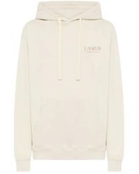 Laneus - Hoodies & Sweatvesten ,Katoen Print Hooded Sweatshirt - Lyst