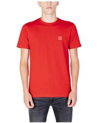 BOSS - Rotes t-shirt, kurzarm, herbst/winter - Lyst