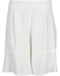 L'Autre Chose - Korte Broeken ,Wit ,Elegante Viscose Acetaat Broek - Lyst