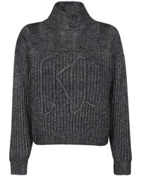 Karl Lagerfeld - Gerippter Rollkragenpullover Mit Logo-Stickerei - Lyst