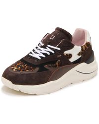 Date - Schoenen ,Bruin ,Katoen Fuga Pony Leopard Sneakers - Lyst