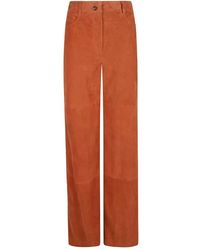Alberta Ferretti - Broeken ,Bruin ,Leer Bruine Leren Broek - Lyst