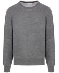 Brunello Cucinelli - Grauer Cashmere-Rundhalspullover - Lyst