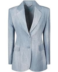 Ermanno Scervino - Blauer Denim-Blazer Mit Knopfverschluss - Lyst