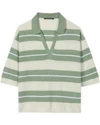 Luisa Cerano - Truien & Vesten ,Groen ,Linnen Linnen Poloshirt Met Streepdessin - Lyst