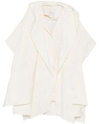 Moncler - Jassen ,Wit ,Polyester Cape Met Logo-Patch - Lyst