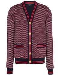Balmain - Cárdigan Con Monograma Y Cuadros - Lyst