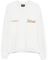 DSquared² - Hoodies & Sweatvesten ,Wit ,Katoen Crewneck Sweatshirt - Lyst