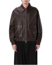 Studio Nicholson - Jassen ,Bruin ,Leer Piston Leather Bomber - Lyst
