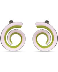 Marni - Accessoires ,Roze ,Leer Two-Tone Enameled Spiral Earring - Lyst