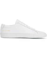 Common Projects - Weiße Ledersneaker Mit Detail - Lyst