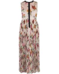 Gucci Bloemen Gevormde Geplooide Jurken - Naturel