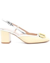 Twinset - Gelbe slingback sandalen mit logo-plakette - Lyst