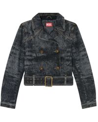 DIESEL - Jassen ,Zwart ,Denim De-Legend-S Cropped Denim Jacket - Lyst