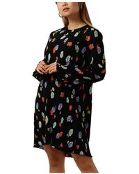 Envii - Kleedjes ,Zwart ,Zwarte Enmette Ls Jurk 6954 - Lyst