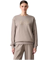 EA7 - Hoodies & Sweatvesten ,Bruin ,Katoen Pullover Sweatshirt - Lyst