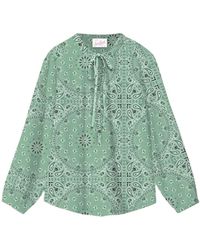 MC2 Saint Barth - Overhemden ,Groen ,Zijden Bandanna Ronde Damesblouse - Lyst