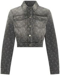 Marine Serre - Jassen ,Grijs ,Denim Denim Trucker Jacket - Lyst