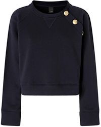 Pinko - Hoodies & Sweatvesten ,Blauw ,Katoen Katoenen Raglan Sweatshirt Met Geribbelde Details - Lyst