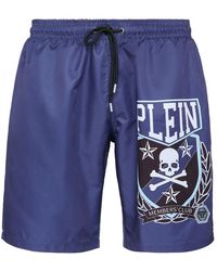 Philipp Plein - Badmode ,Blauw ,Polyester Swim Trunks Skull & Bones - Lyst