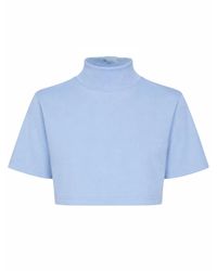 Alaïa - Cropped Katoenen Jersey T-Shirt - Lyst